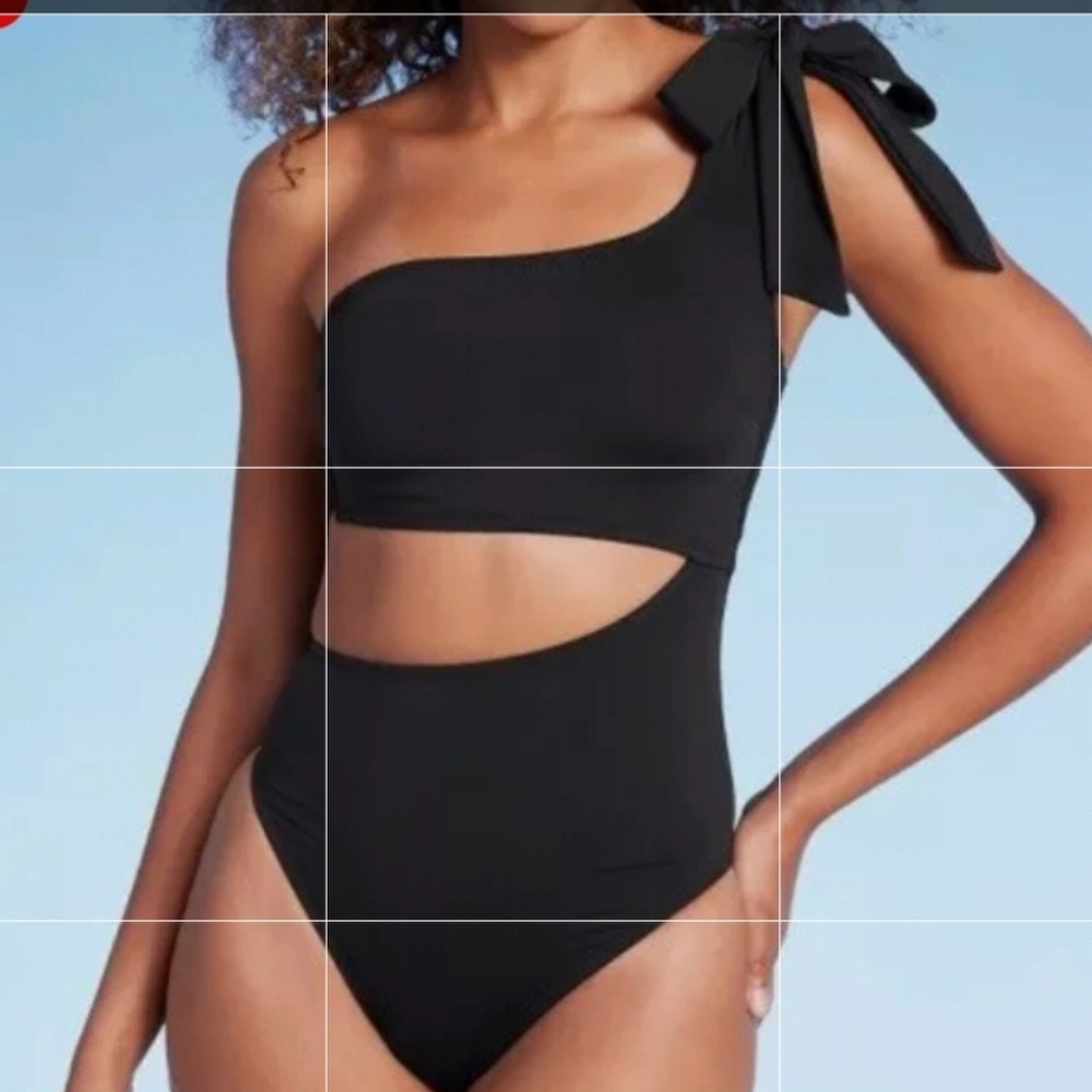 Black One-Shoulder One Piece Vacation beach summer